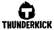 Thunderkick logo with stylized 'T' in a black flame design above the text.