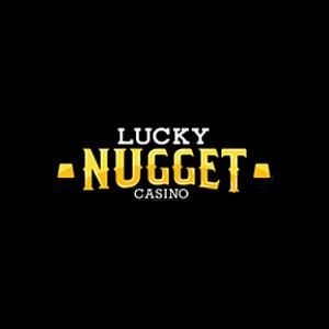 Logo of Lucky Nugget Casino with text in white and gold on a black background.