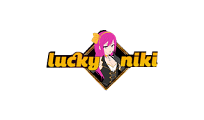 Lucky Niki logo with anime character and pink hair on a black and yellow background.