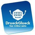 Logo for DrueckGlueck online casino featuring a slot machine icon.