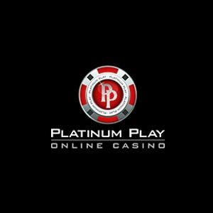 Logo of Platinum Play Online Casino featuring a red and black poker chip.
