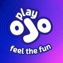 Play Ojo logo with slogan 'feel the fun' on a purple gradient background.