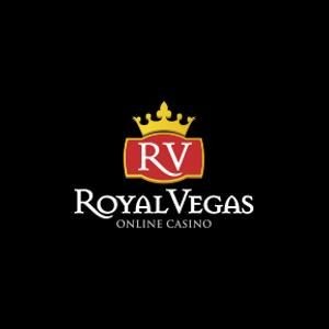 Royal Vegas Online Casino logo with a crown and red shield featuring initials RV on a black background.