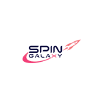 Logo of Spin Galaxy with a stylized rocket and pink swoosh around the text.