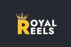Logo with the text Royal Reels, featuring a crown on letter R against a dark background.
